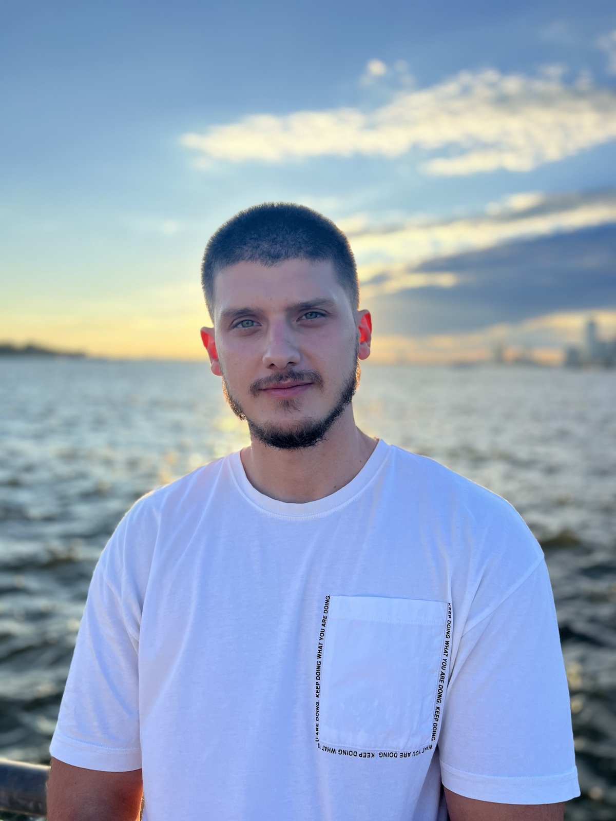 Hristo Butsev by the waterfront at sunset